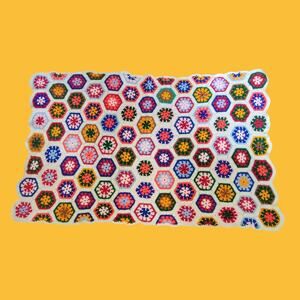 Handmade Crochet Hexagon Blanket 44" x 74"